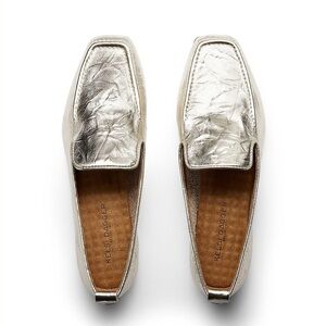 Kelsi Dagger Metallic Silver Square-Toe Loafers